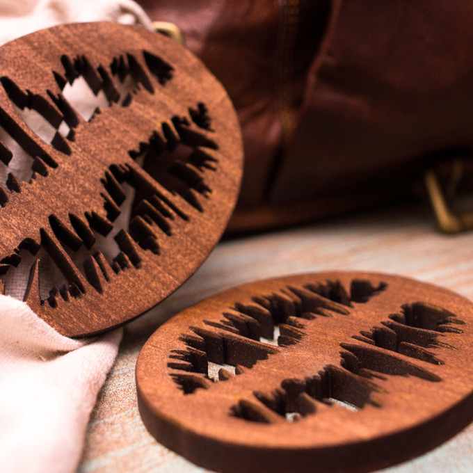 Set of 4 Stained Poplar Coffee Bean Coasters