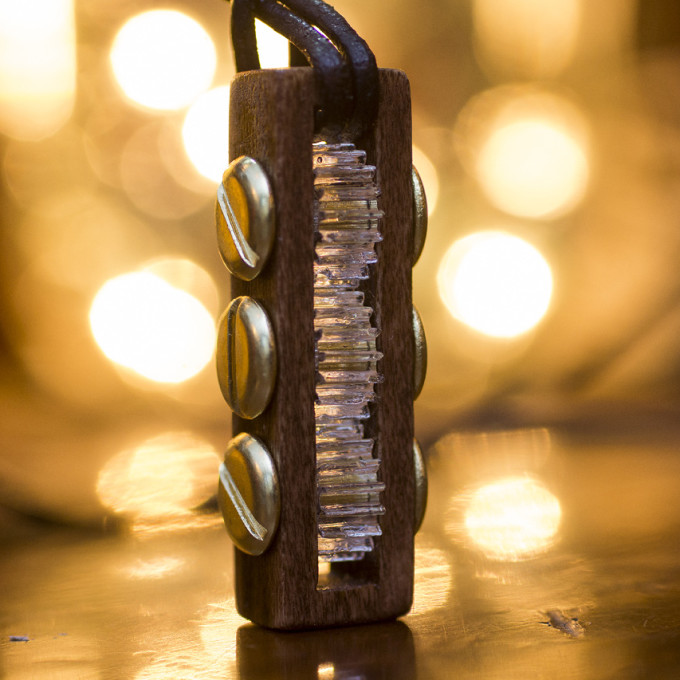 Steampunk Poplar and Acrylic Clockwork Gear Pendant