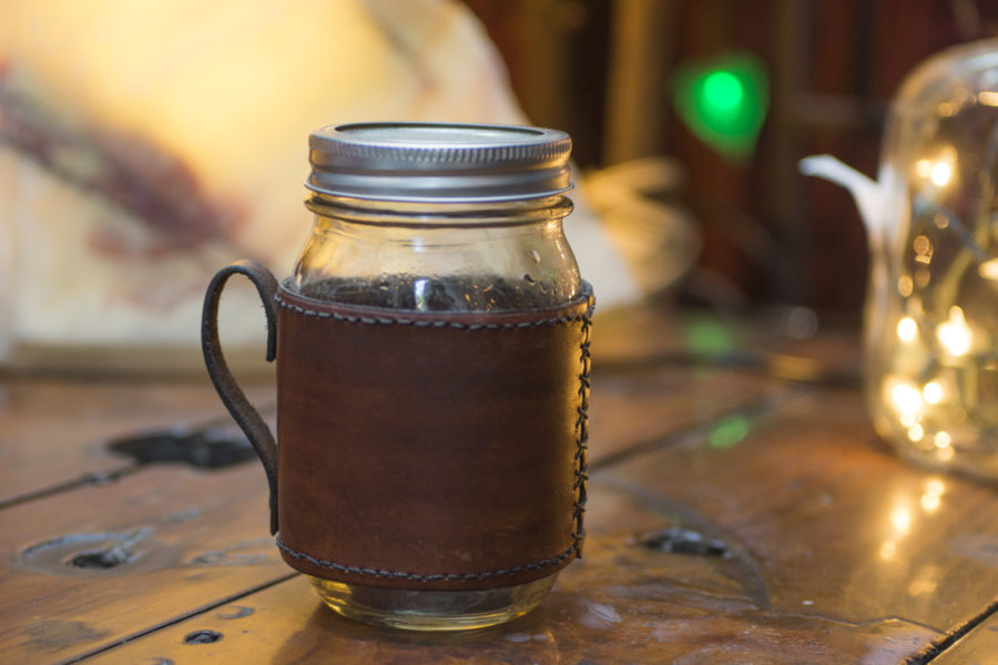 Leather Mason Jar Mug Coozie!